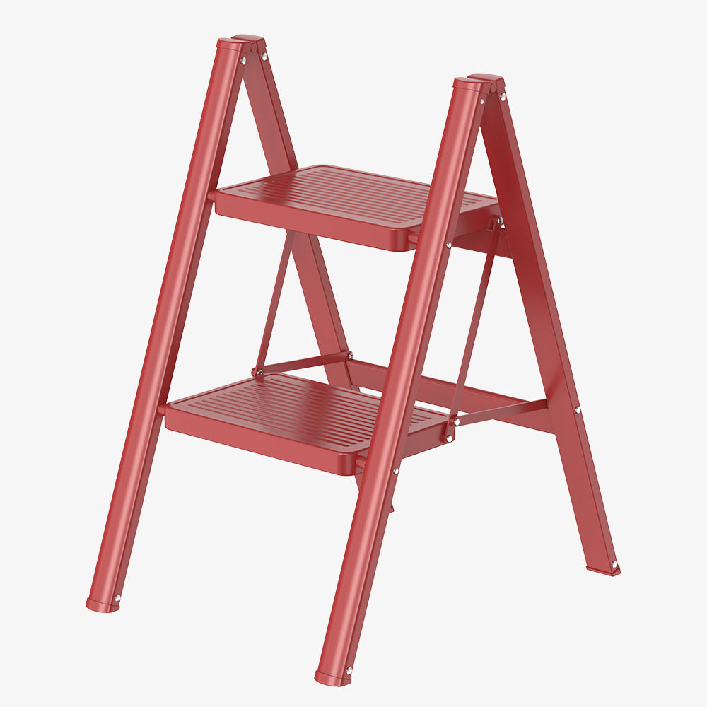 HBTower 330 Lbs Capacity 2 Step Steel Ladder（Red）