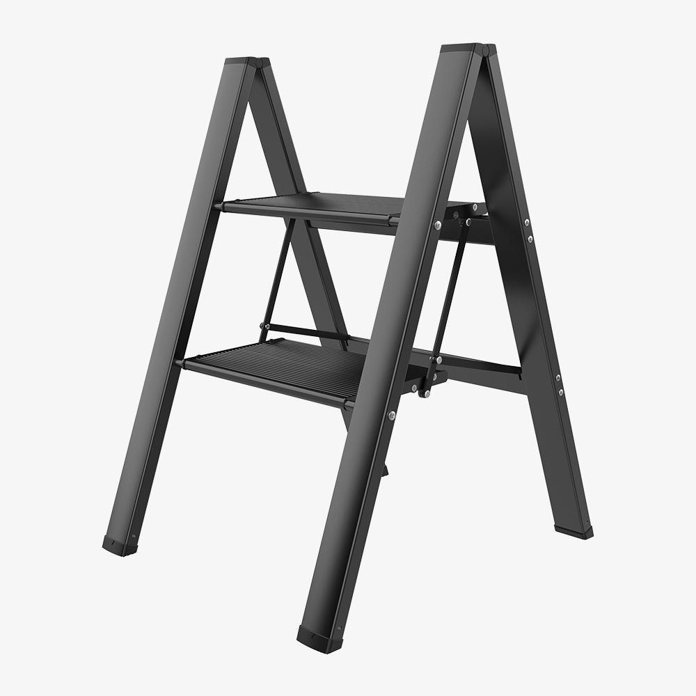 HBTower 330 Lbs Capacity 2 Step Aluminum Ladder (Black)