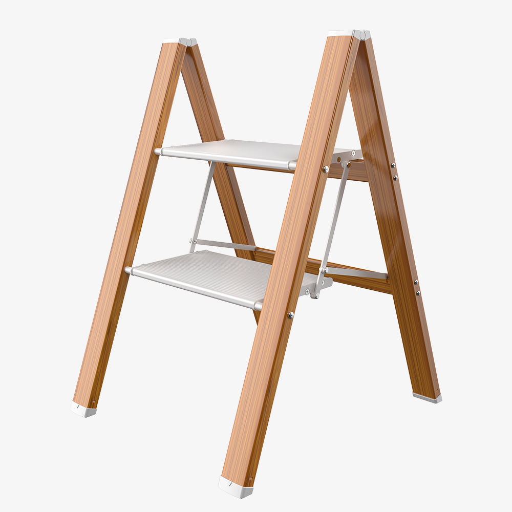 HBTower 330 Lbs Capacity 2 Step Aluminum Ladder (Woodgrain)