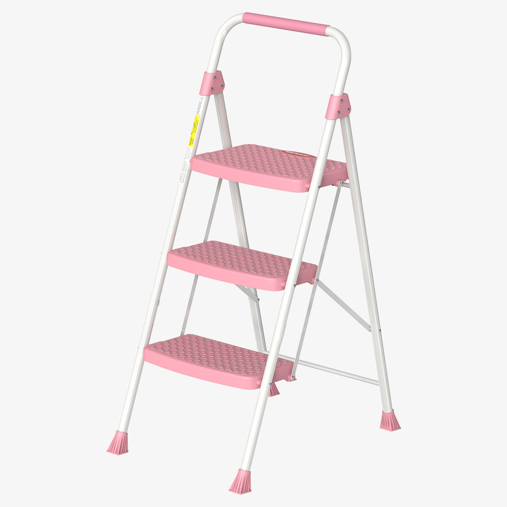 HBTower 3 Step Steel Ladder（Pink）