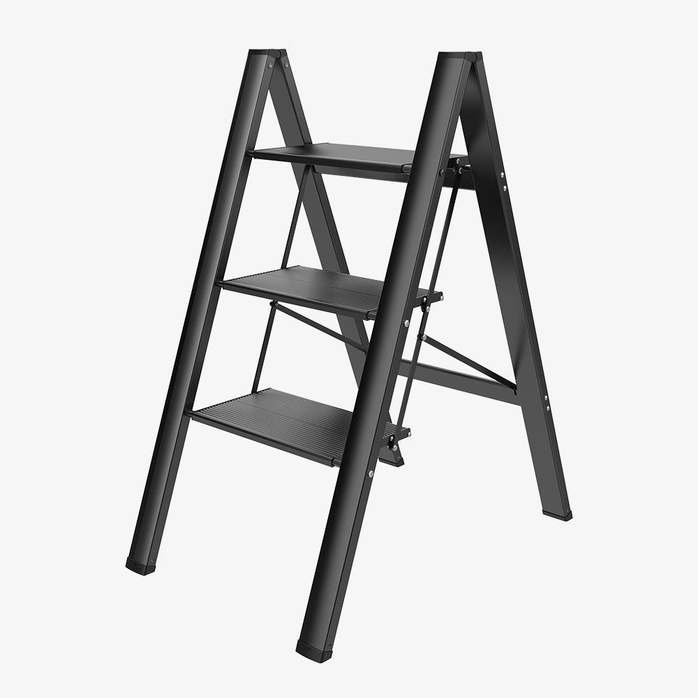 HBTower 330 Lbs Capacity Black 3 Step Aluminum Ladder