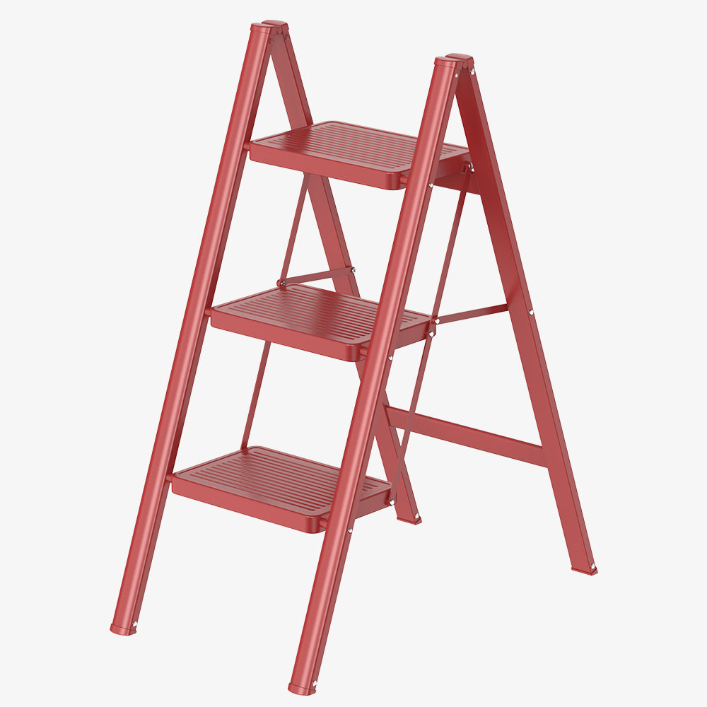 HBTower 330 Lbs Capacity 3 Step Steel Ladder（Red）