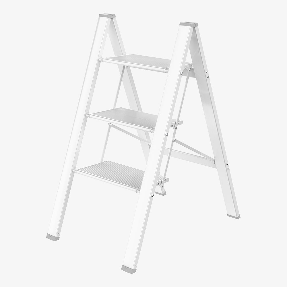 HBTower 330 Lbs Capacity White 3 Step Aluminum Ladder