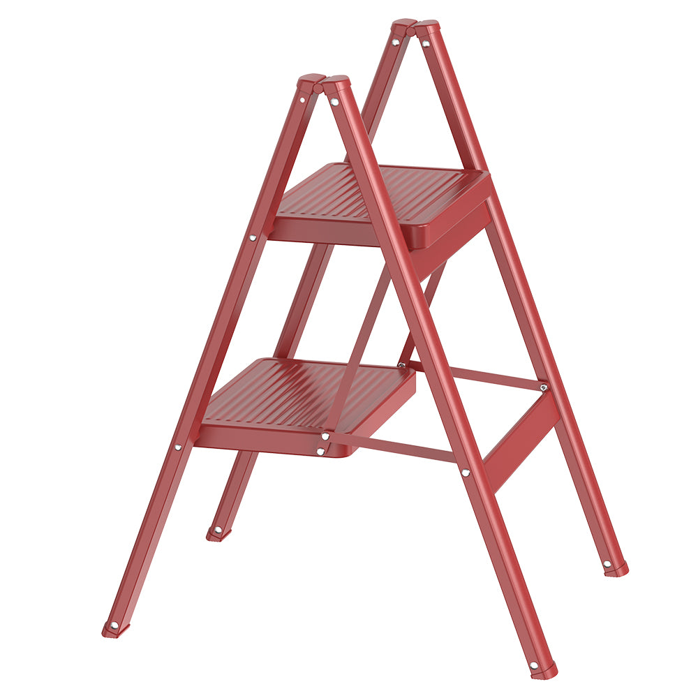 HBTower 330 Lbs Capacity 2 Step Steel Ladder（Red）