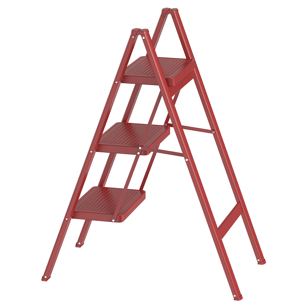 HBTower 330 Lbs Capacity 3 Step Steel Ladder（Red）