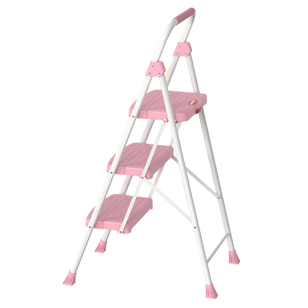 HBTower 3 Step Steel Ladder（Pink）