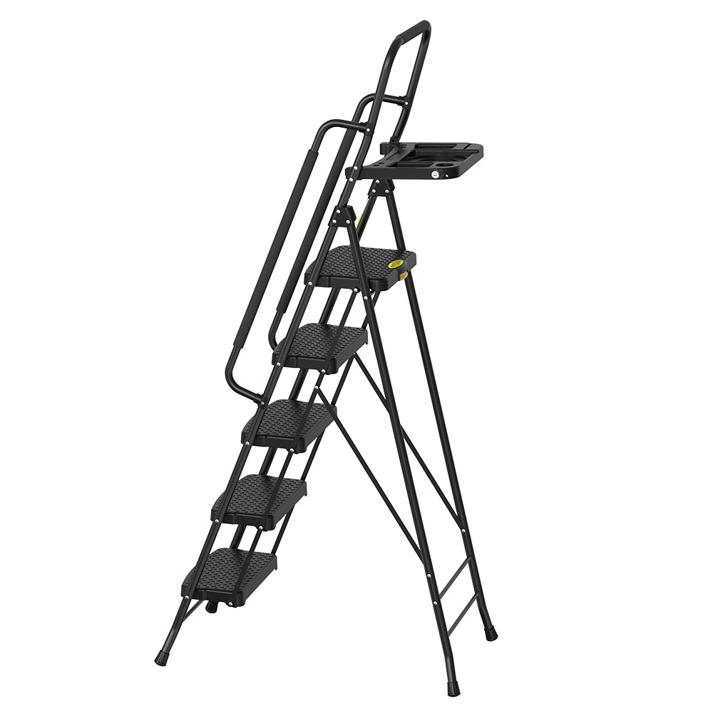 HBTower 5 Step Steel Ladder With Tool Tray