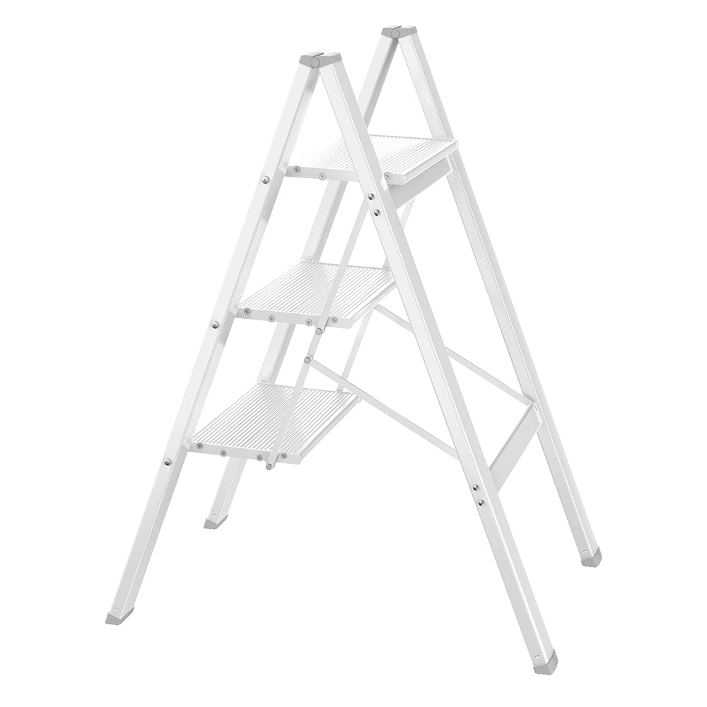 HBTower 330 Lbs Capacity White 3 Step Aluminum Ladder