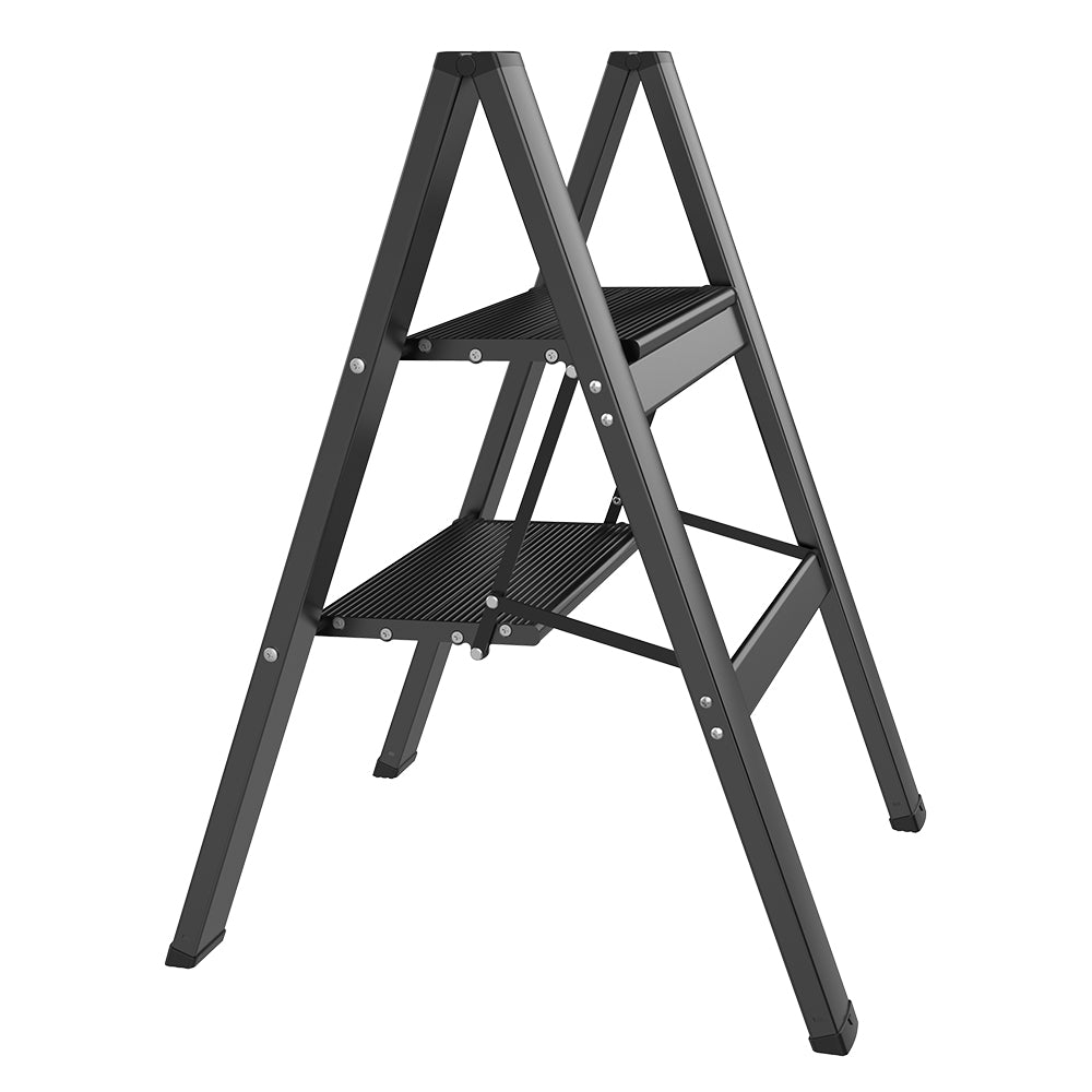 HBTower 330 Lbs Capacity 2 Step Aluminum Ladder (Black)