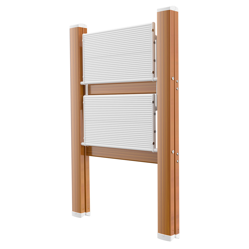 HBTower 330 Lbs Capacity 2 Step Aluminum Ladder (Woodgrain)