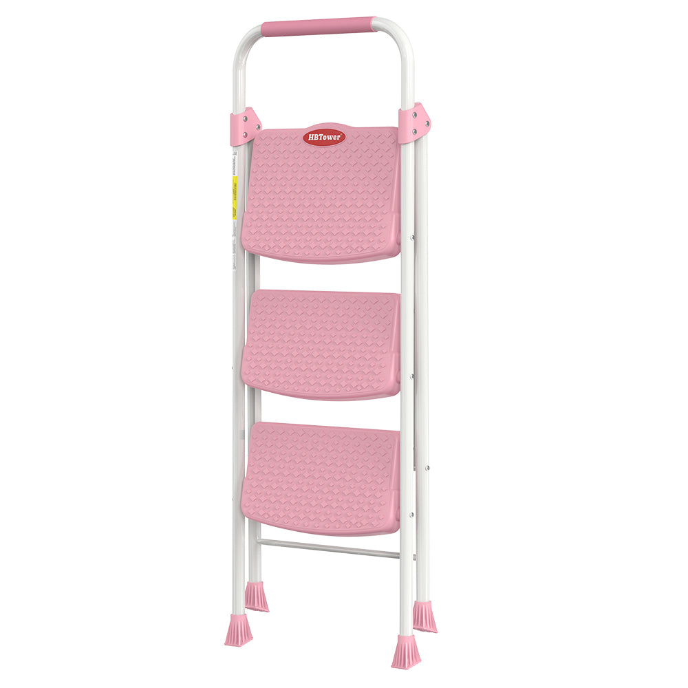 HBTower 3 Step Steel Ladder（Pink）