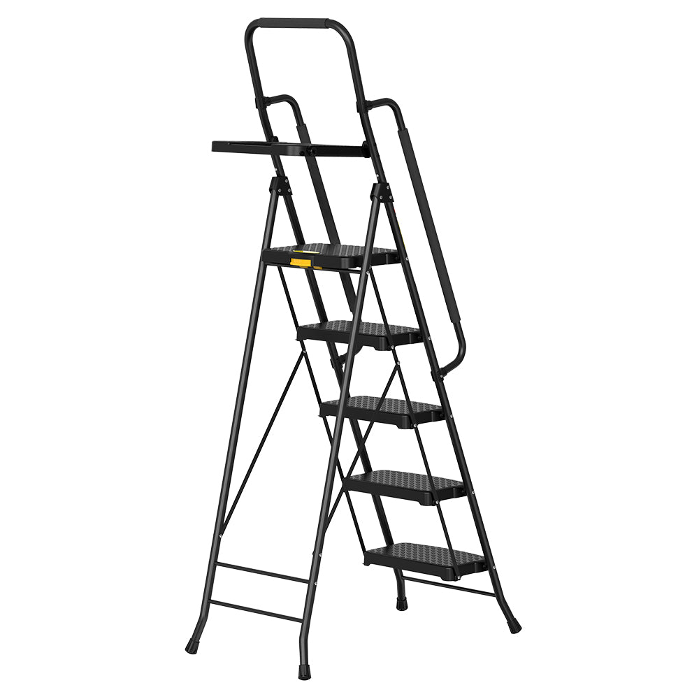 HBTower 5 Step Steel Ladder With Tool Tray