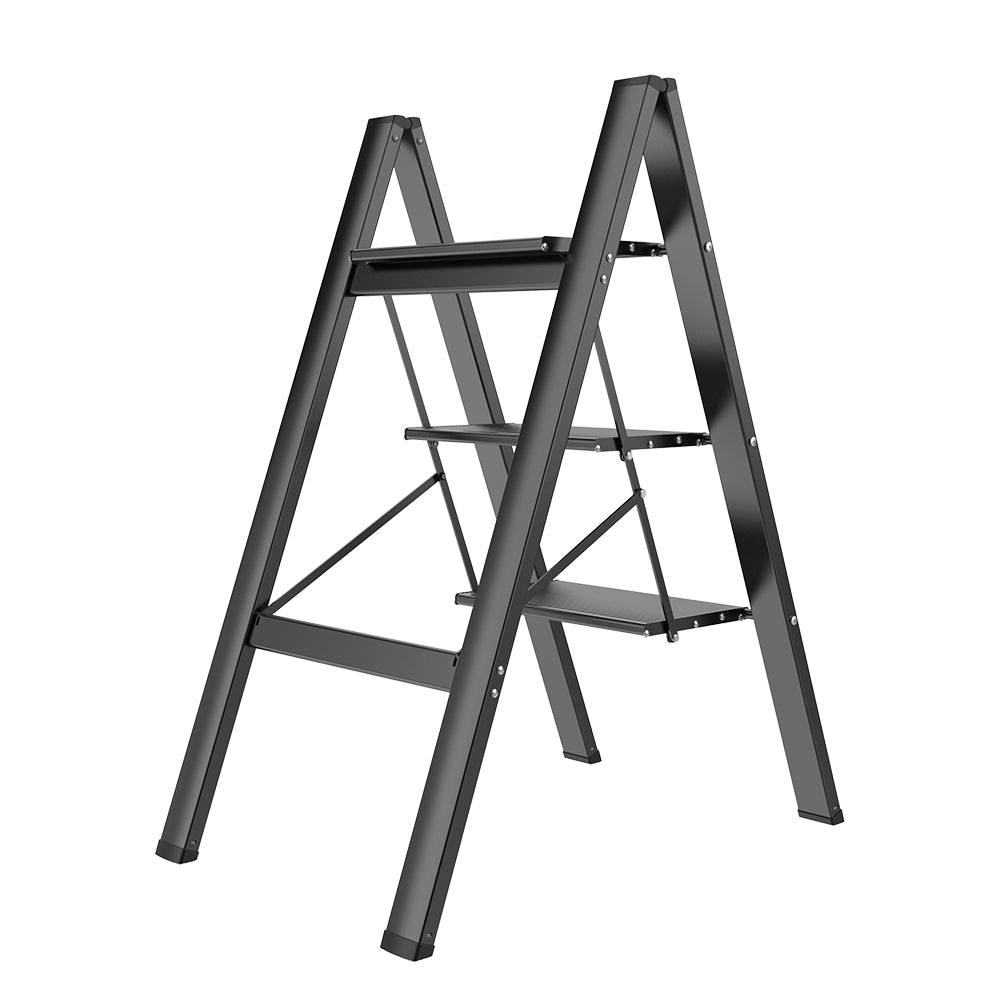 HBTower 330 Lbs Capacity Black 3 Step Aluminum Ladder