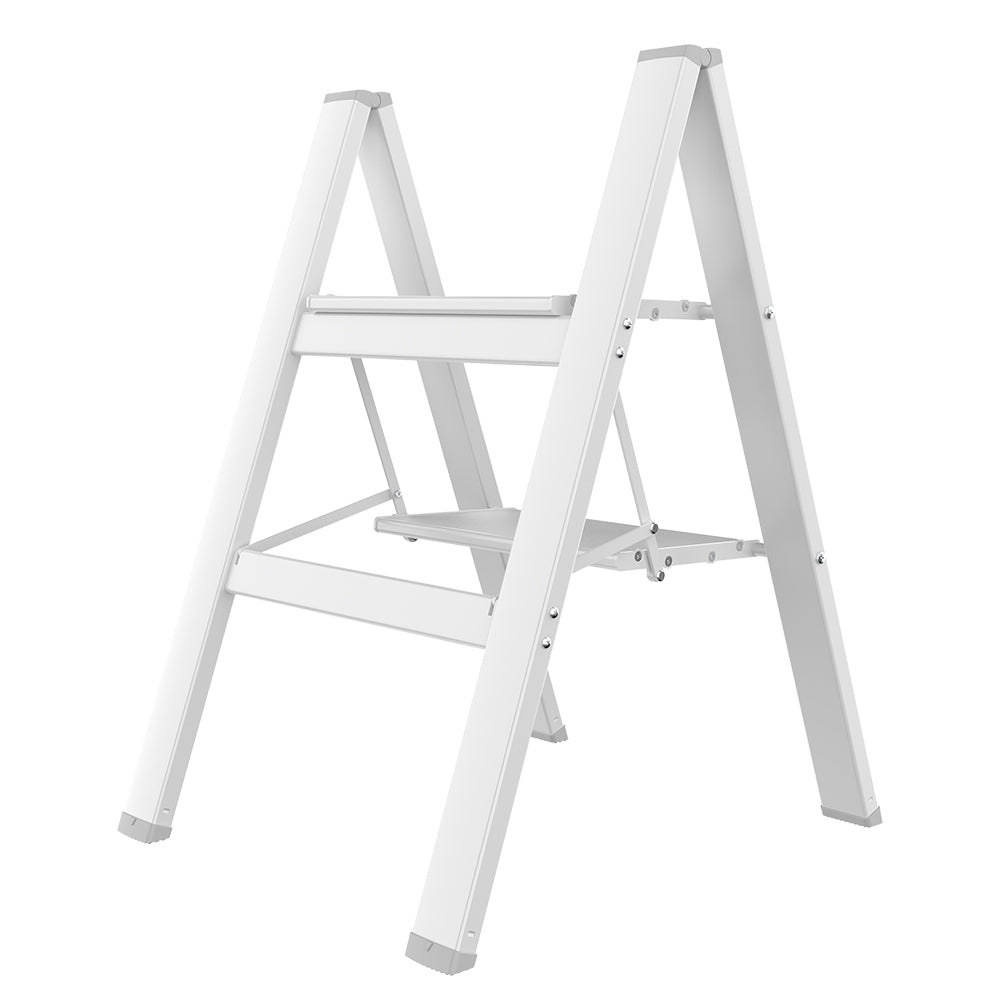 HBTower 330 Lbs Capacity 2 Step Aluminum Ladder (White)