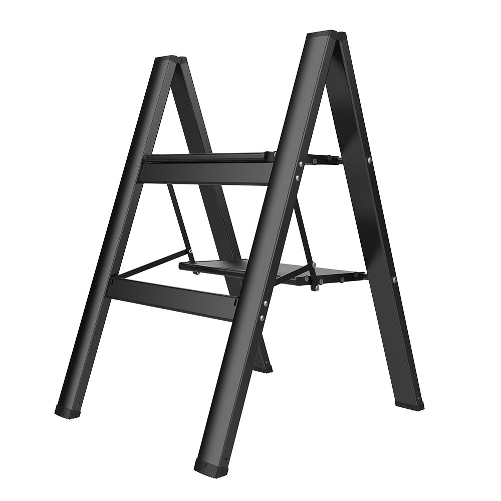 HBTower 330 Lbs Capacity 2 Step Aluminum Ladder (Black)