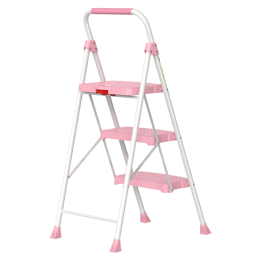 HBTower 3 Step Steel Ladder（Pink）