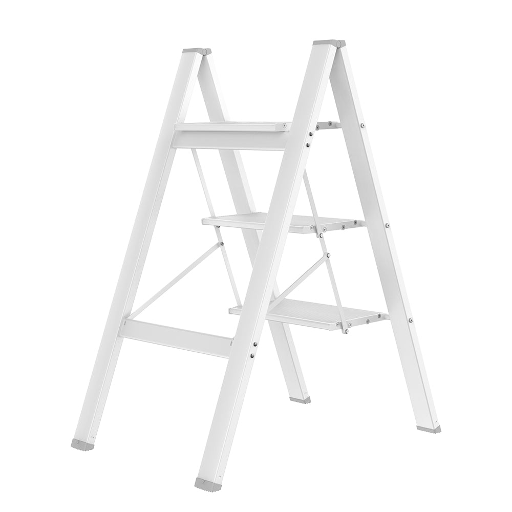 HBTower 330 Lbs Capacity White 3 Step Aluminum Ladder