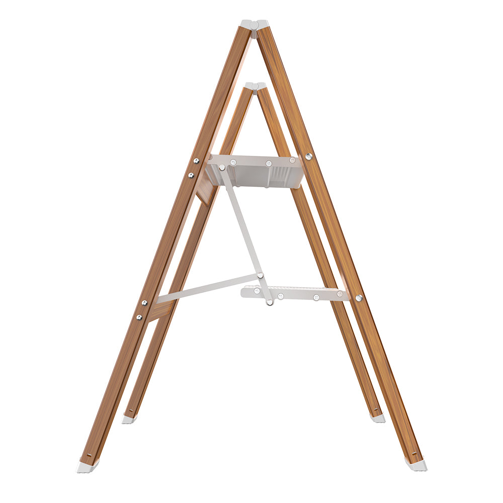 HBTower 330 Lbs Capacity 2 Step Aluminum Ladder (Woodgrain)