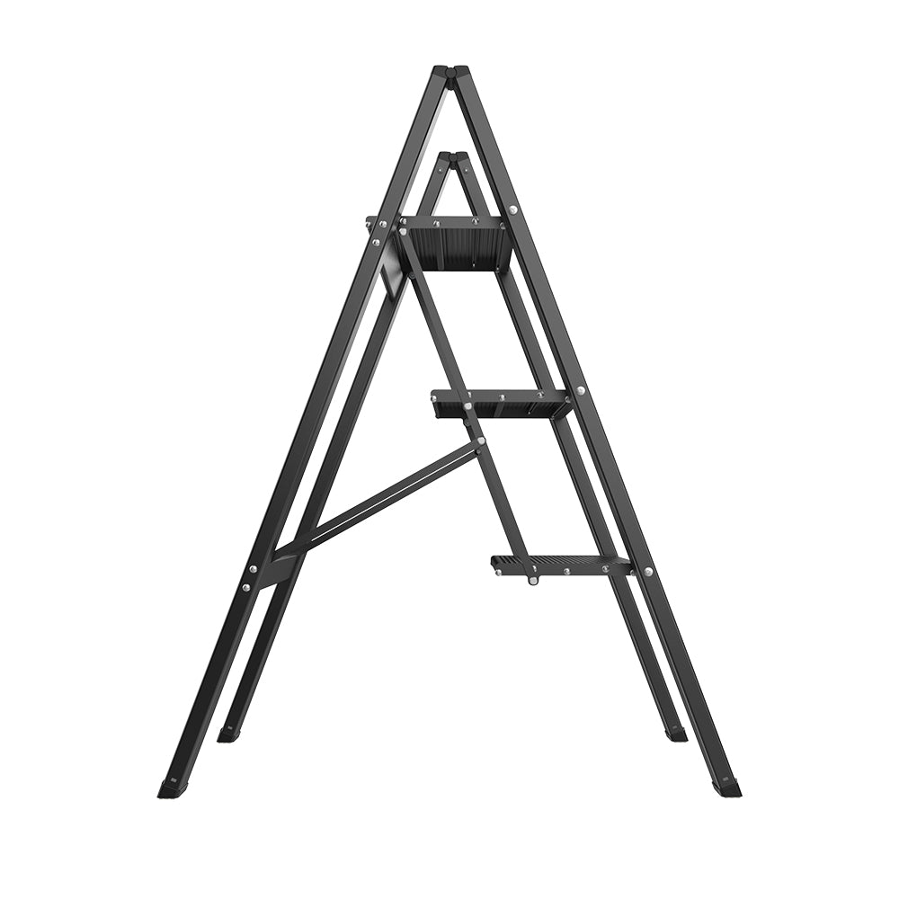 HBTower 330 Lbs Capacity Black 3 Step Aluminum Ladder